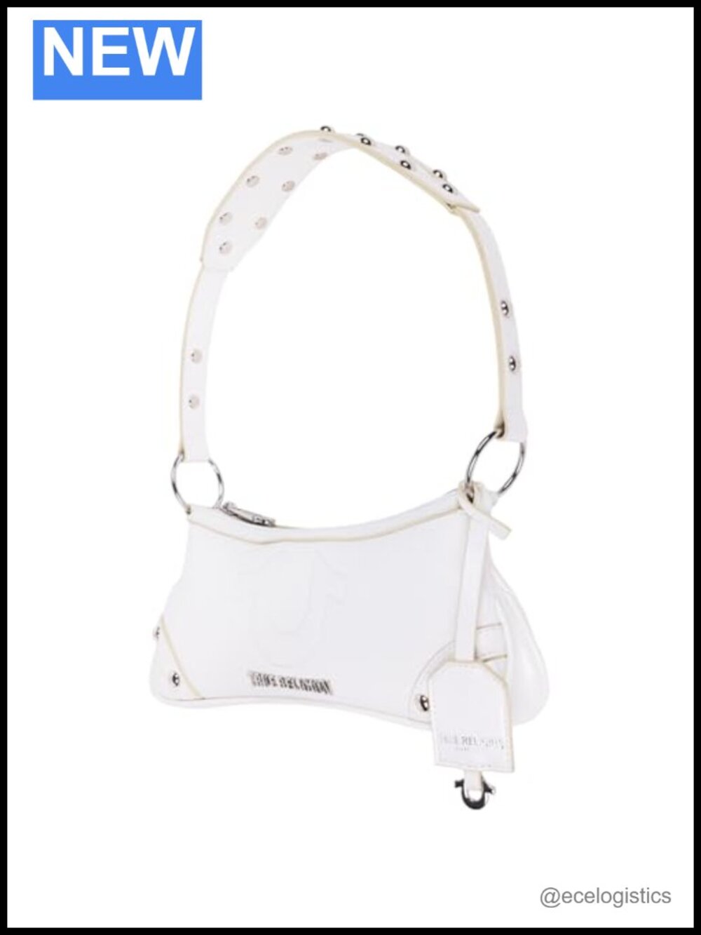 Designer Shoulder Bag with Horseshoe Embroidery, Zip-Top Mini Handbag with
